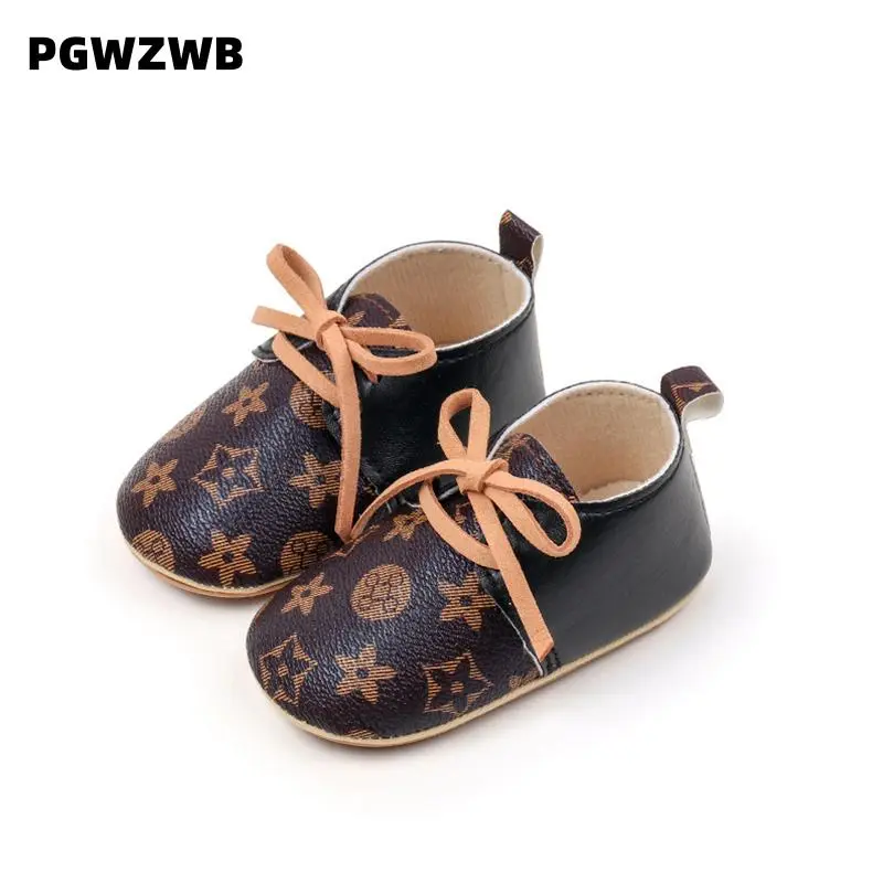 Baby Girl First Walking Shoes Flower Print Tie-Up Princess Shoes Casual Non-Slip Shoes for Spring Fall