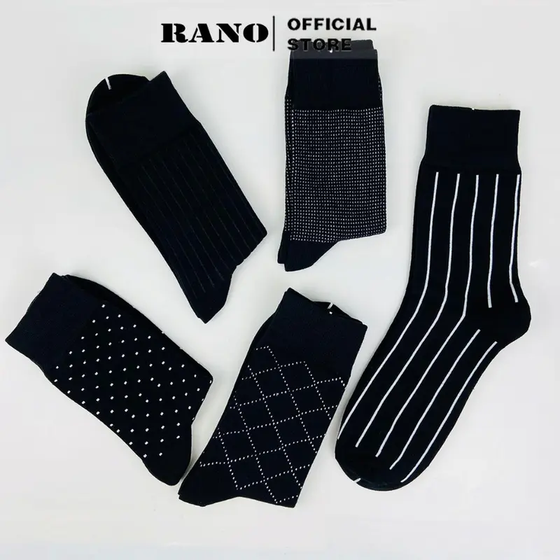 Set 5 đôi tất mang giày tây nam cổ cao RANO sợi cotton cao cấp thấm hút mồ hôi khử mùi Mix5_1 Nhung 4