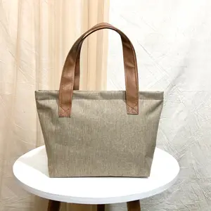 HANDBAG MINI TAS MAKEUP BAHAN KANVAS MOTIF TEMPAT KOSMETIK Bahan denim kombinasi kulit vynil