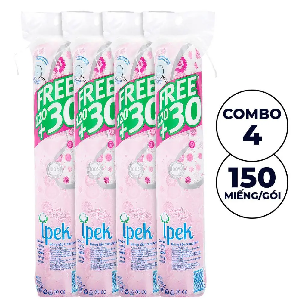 Bông Tẩy Trang Ipek 120+30 miếng