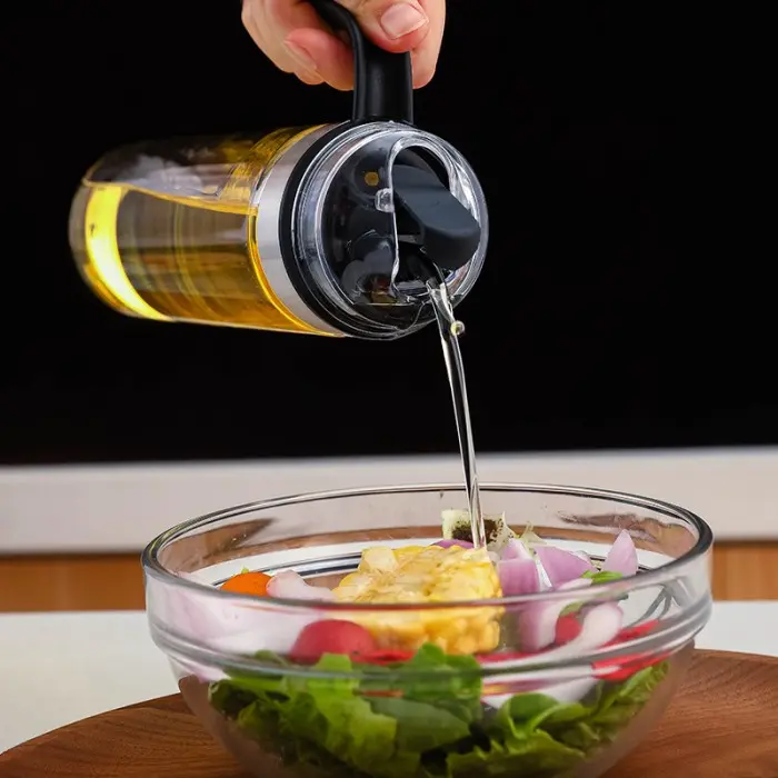 Botol Minyak 550ml – Desain Modern, Penutup Mekanik Otomatis, Botol Kaca Borosilikat Tahan Panas 2