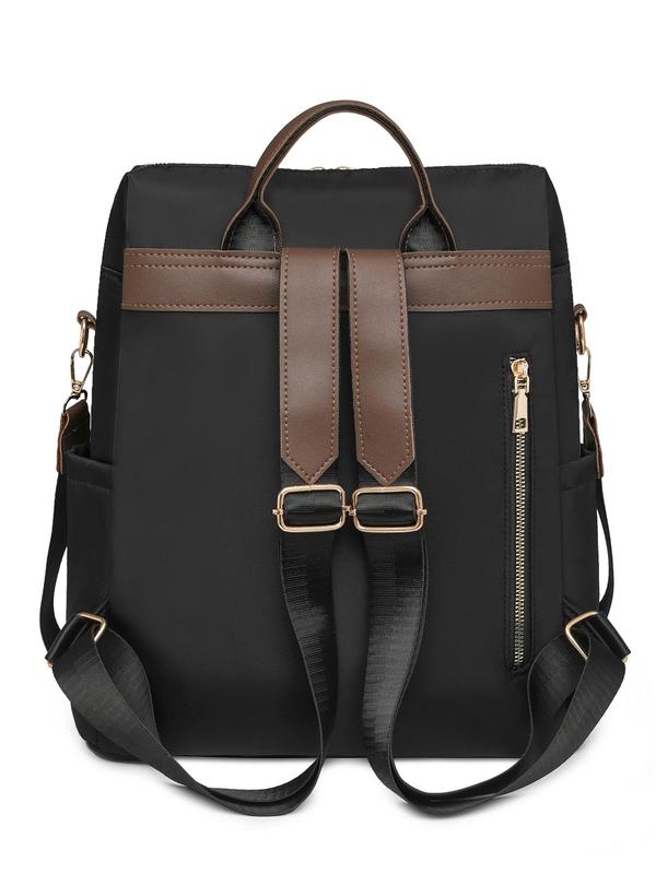 Women's Solid Color Nylon Backpack, Fashionable Large Capacity Lightweight Shoulder Bag, Casual Versatile Backpack for Women & Girls 4