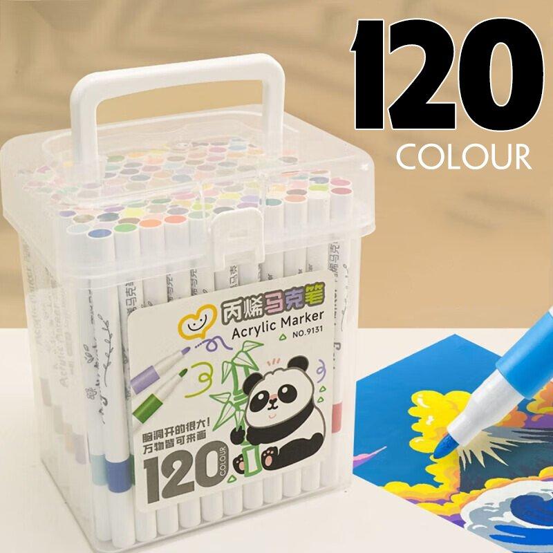 [BẢN ĐẶC BIỆT] Bộ Acrylic Marker 120 màu hộp nhựa cứng cáp, vẽ được trên nhiều chất liệu, lau được khi dính lên da