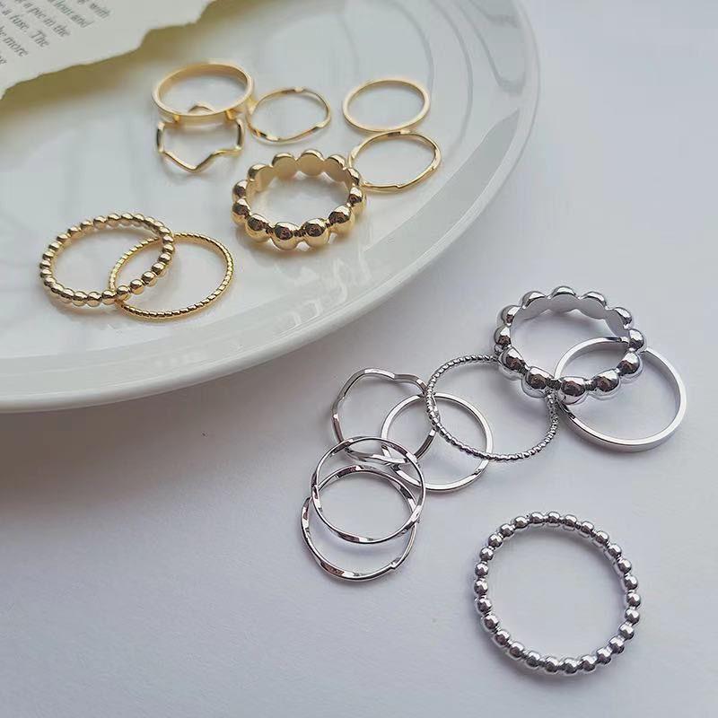 Product Introduction of 8PCS/1set Korean version ring set simple personality pixel ring overlapping ring jewelry 15