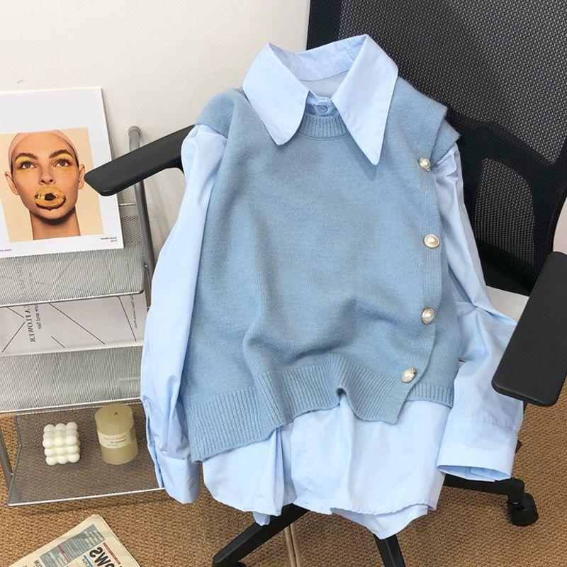 Áo Len Bộ Đồ Dáng Rộng Rãi, Phong Cách Nhật Bản, Dành Cho Nữ, Hàng Mới Về Thu Đông 2024, Áo Vest Cao Cấp, Màu Pastel Hoang Dã Áo Ghi Lê, Thời Trang