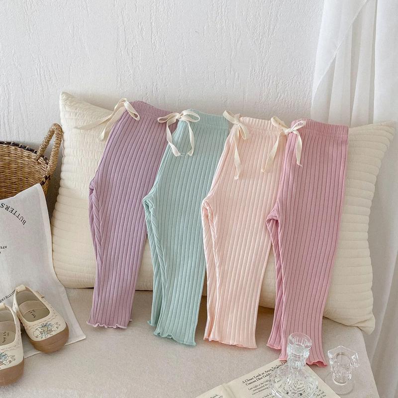 Product Introduction of 2024 Children Stripes Cotton Pants Fashion Casual Vertical Solid Leggings for Girls Baby Boy Bottoming Trousers Autumn Pantyhose 32