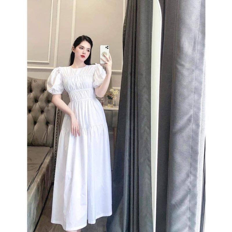 Đầm maxi dáng dài xếp ly eo mã D36