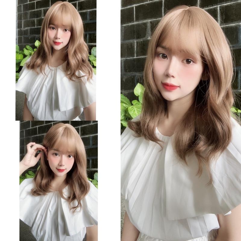 Tóc uốn xù lơi nhẹ ngang vai CC96(kèm lưới trùm và lược chải).dáng xù lơi nhẹ nhàng ngang vai Tóc Giả Wig