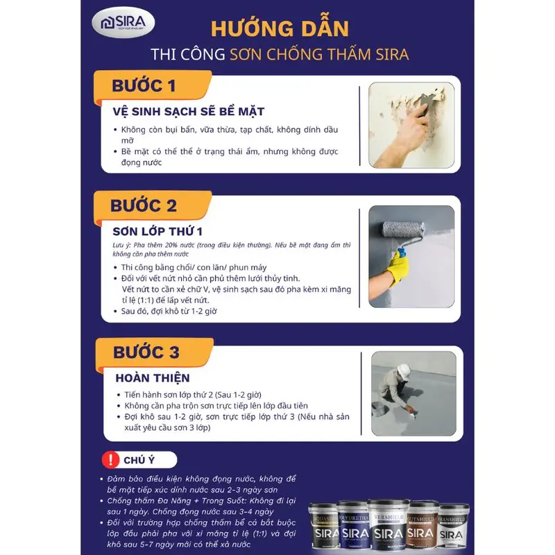 [1Kg] Sơn Chống thấm Trong Suốt Cao Cấp - SIRA AC (Tặng kèm chổi chét sơn) chong tham trongsuot nền gạch sơn  nền nhà tắm sơn  trong suốt 8