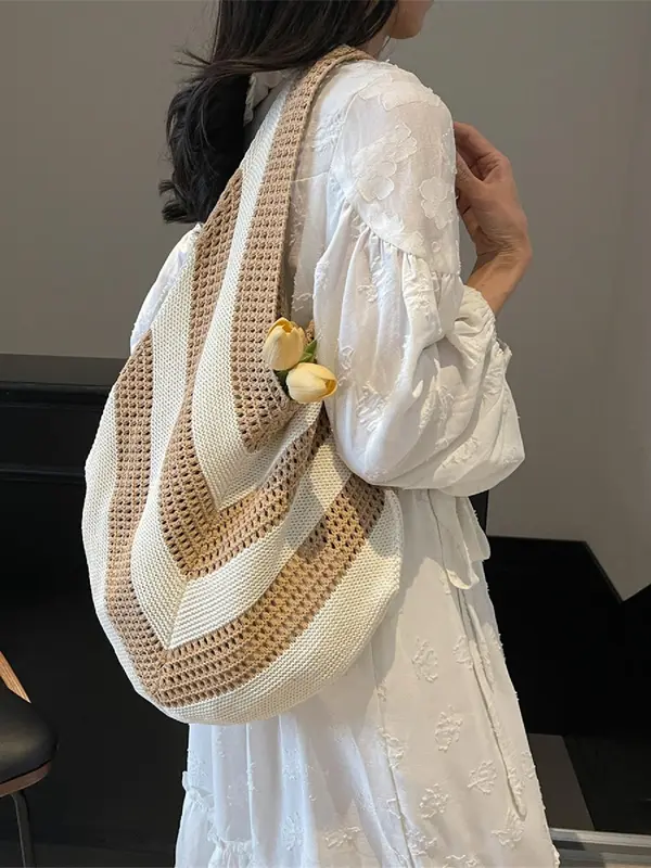 Women's Fashionable Knitted Bag, Casual Versatile Shoulder Bag for Daily Used, Trendy High-quality Daily Commuting Bag, Girl Fashionable Shopping Bag 7
