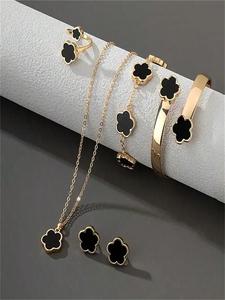 Conjunto de Joyería con Diseño de Flores, Joyería de Moda para Fiesta, Decoración para Ropa Diaria, Joyería Combinable y Exquisita para Regalo de Cumpleaños