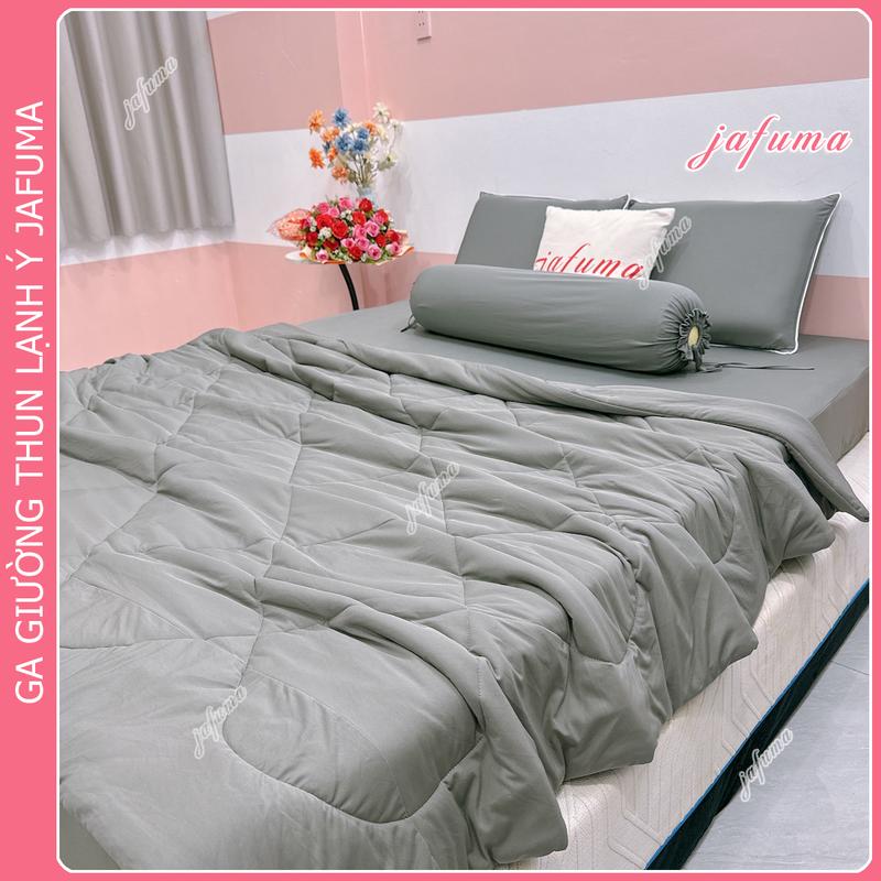 Bộ Chăn Ga Gối 5 Món Jafuma Thun Lạnh Chất Thun Ý Cao Cấp Mát Lạnh, Mềm Mịn Kich Thước Đa Dạng, Màu Sắc Sang Trọng Ga Bo Chun 1m, 1m2, 1m6 ,1m8 [TY1-05 bộ ga