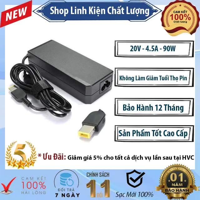 Sạc L.E.N.O.V.O 20V- 4.5A- 90W Đầu Vuông