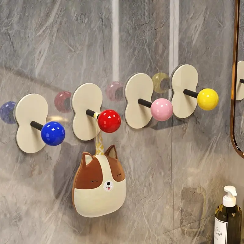 Bathroom Adhesive Wall Hook Cute Colorful Hanger Bathroom Towel Rack Creative Room Door Coat Hook Kitchen Storage Accessories