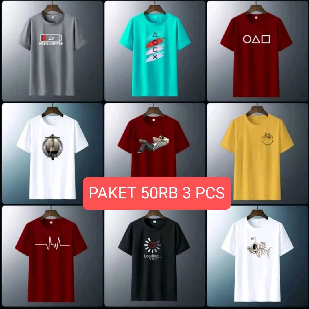 PAKET 3 KAOS DISTRO 50 RIBU