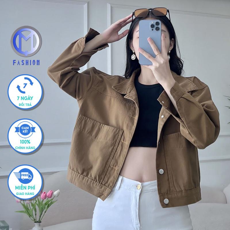 Áo khoác kaki croptop nữ chống nắng đi học đẹp 2024 màu sắc trẻ trung nữ tính