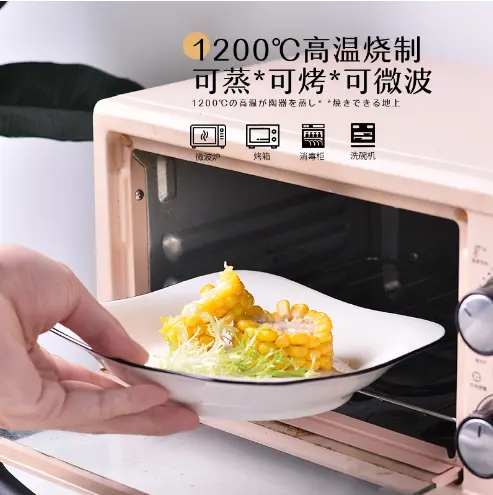 Đĩa vuông sứ trắng nông lòng tráng men cao cấp phong cách cổ điển flexplate 2