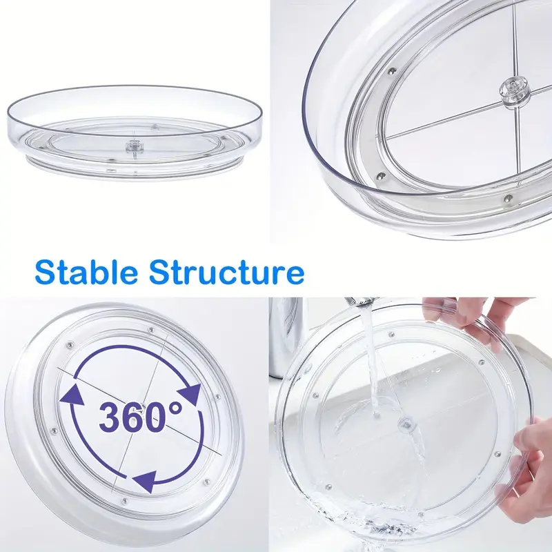 9.25" Clear Non-skid Lazy Susan Organizer, Turntable Rack for Kitchen Cabinet, Summer Pantry Storage Organization, Fridge, Bathroom Closet, Makeup Organizer, Kitchen Organization 2