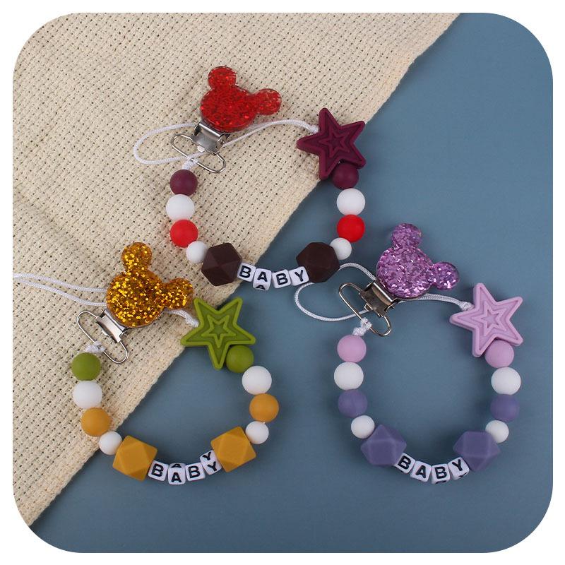 Personalized Ustomizable Baby Name【4-6 Letters Free】Pacifier Clips Chain Chew Silicone Soother Chains Baby Teething Pendant Gifts 1