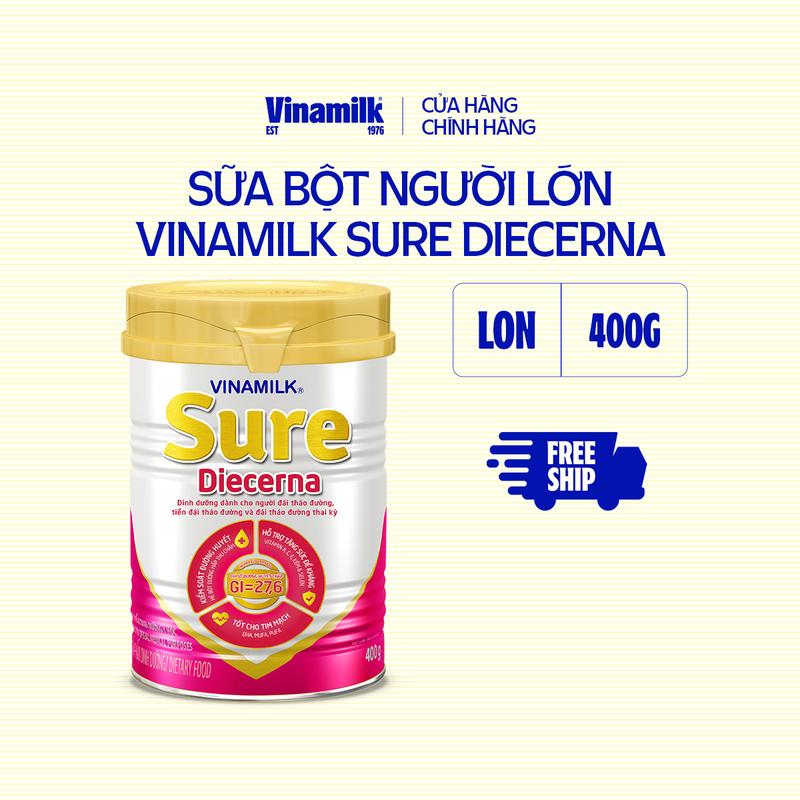 Hộp Sữa bột Dành cho người tiểu đường Vinamilk Sure Diacerna - Hộp thiếc 400g