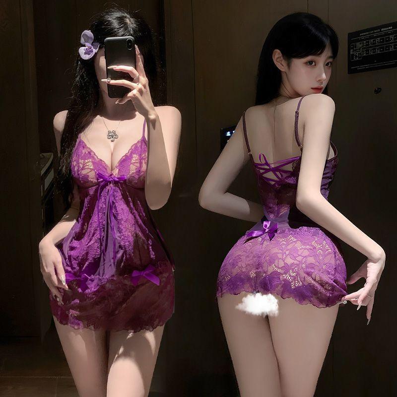 Váy Ngủ Trượt Lưới khoét Đồ Lót Gợi Cảm, Màu Tím, Đồ Ngủ Ren Gợi Cảm, Dễ Thương Và Đẹp Mắt, Thích Hợp Cho Vợ Trẻ Và Đẹp, Thích Hợp Để Cám Dỗ 2