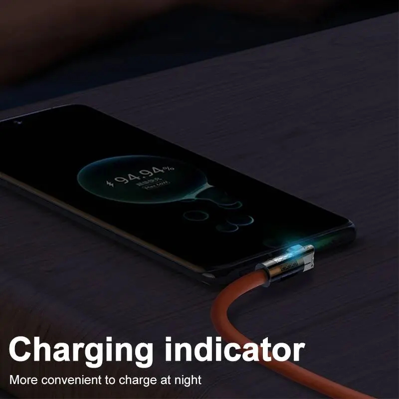 Cáp Type C, Sạc nhanh 120W 7A, Cáp Khuỷu Tay Xoay, Dành Cho Bộ Sạc Điện Thoại Xiaomi Và Samsung, Làm Bằng Silicon Lỏng, Cáp USB C 3