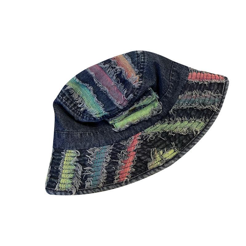 Mũ Bucket Denim, Thiết Kế Độc Đáo Của Harajuku, Dành Cho Nam Và Nữ, Thích Hợp Cho Mùa Xuân Và Mùa Hè, Che Nắng, Thời Trang, Họa Tiết Đầy Màu Sắc, Phong Cách Cổ Điển Hip-Hop, Mũ Nữ 5