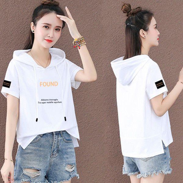 Áo Hoodie Có Mũ Trùm Đầu, ngắn Tay, Dành Cho Nữ, Phong Cách Hàn Quốc, Dáng Rộng Rãi Và Mỏng, Áo Phông, Bao Gồm 100% Bông, Hàng Mới Về Mùa Hè 2024 5