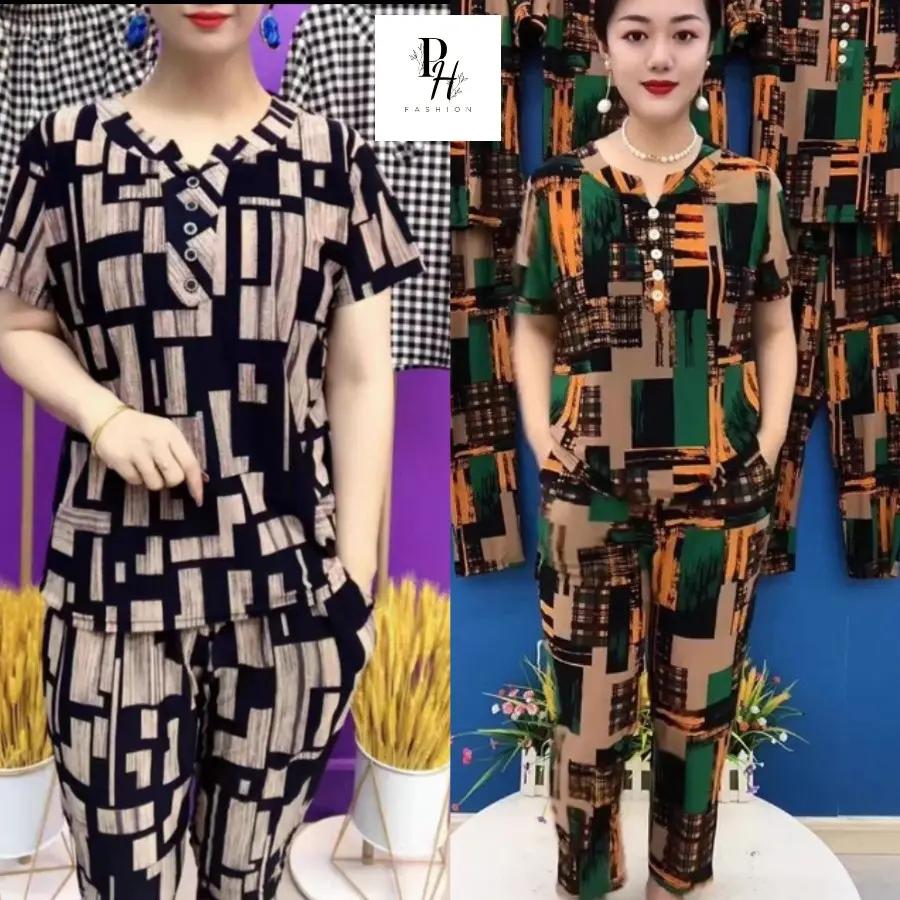 Đồ bộ nữ trung niên cho mẹ, bộ thun trung niên nữ họa tiết sọc, quần dài 9 Tấc ống nhỏ - TH23