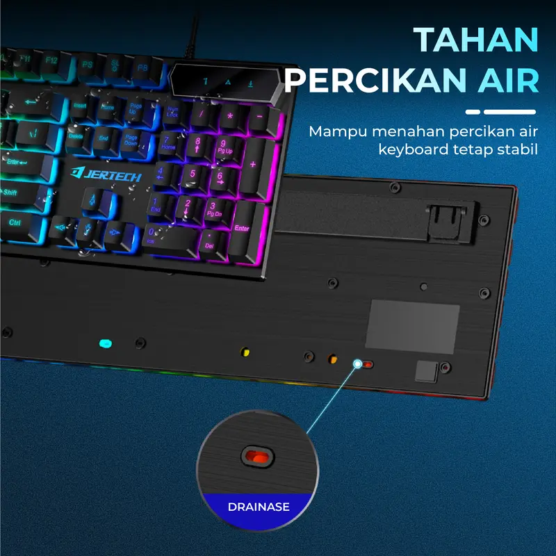 JERTECH Keyboard Computer Gaming Kabel Usb K348 Full LED Backlight Mouse 4