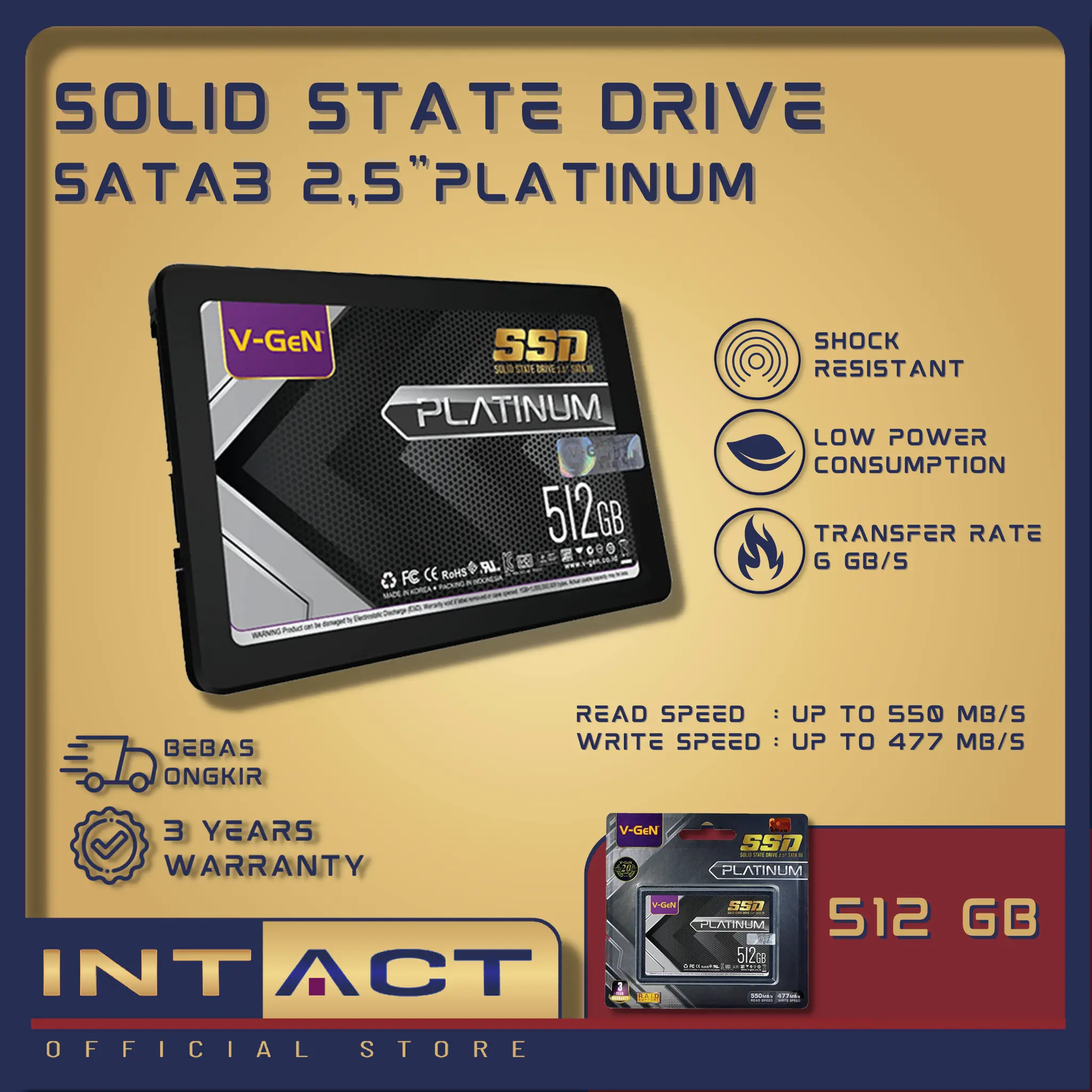 SSD V-GeN Platinum 512GB Rescue 480GB SATA 3 Solid State Drive 2.5" Inch VGEN SATA III