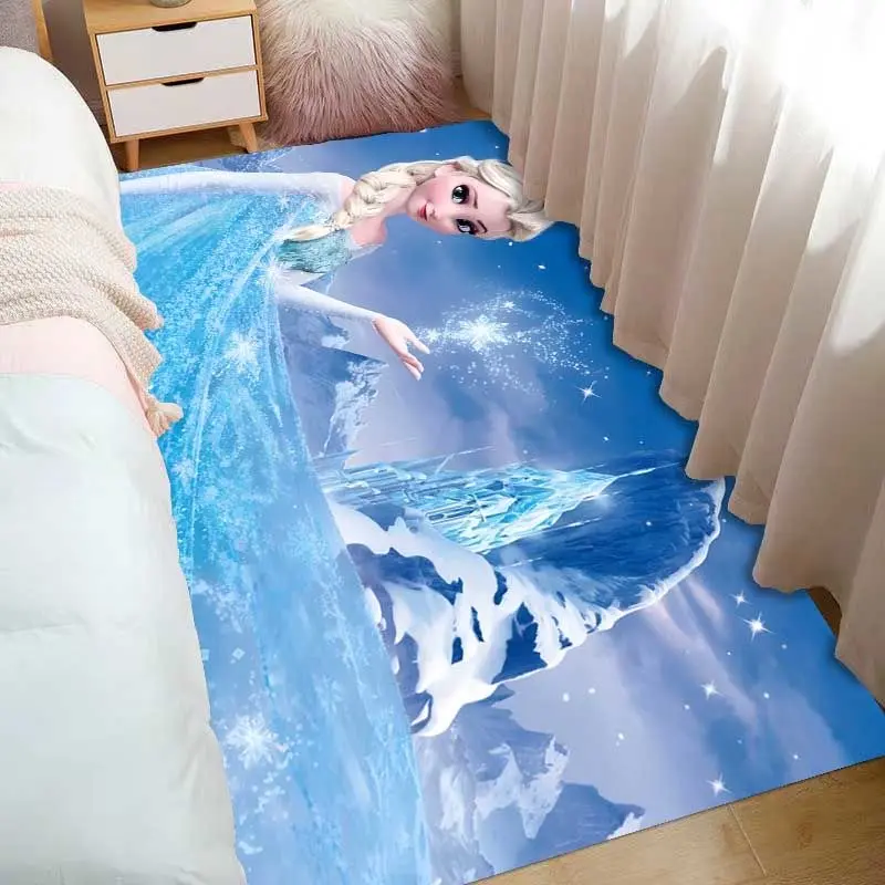 Bedroom Rug Cartoon for Kids Girls Frozen II Queen Elsa Large Floor Mat Hallway Carpet Room Area Rugs Welcome Doormat Bath Mats Multiple Sizes