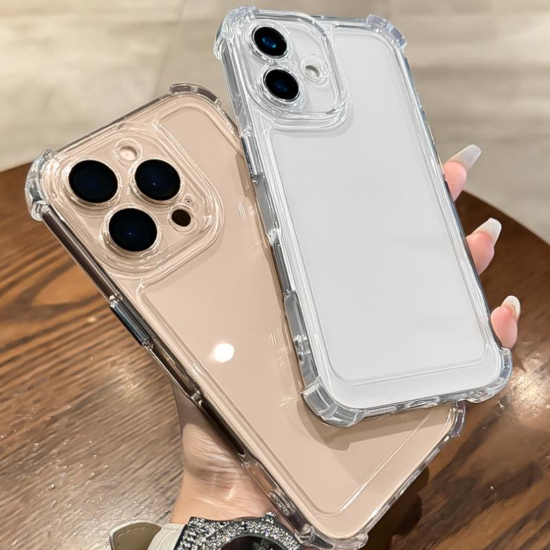 Ốp Trong Suốt, Dành Cho iPhone 16, 15, 14 Plus, 13, 12 Mini, 11 Pro Max, Xs Max, XR, X, 8, 7, 6, 6S Plus, SE 2020, 2022, Bốn Góc, Thiết Kế Đơn Giản, Chống Sốc, Ốp Lưng Trong Suốt 3