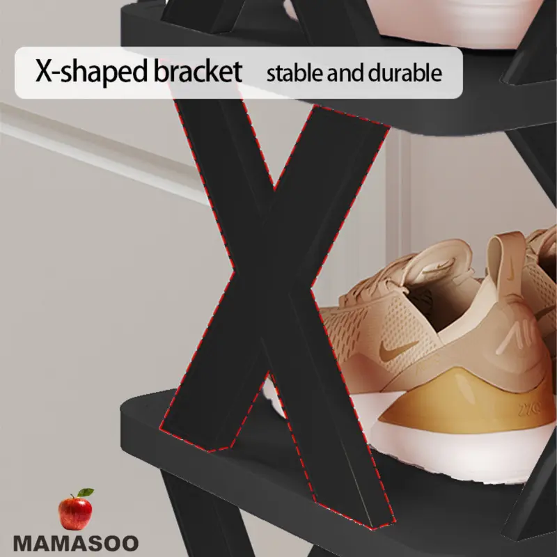 Rak Sepatu & Sandal Susun Plastik Portable Aesthetic / Tempat Sepatu Susun 6 & 8 Susun [Full Black Series] 6