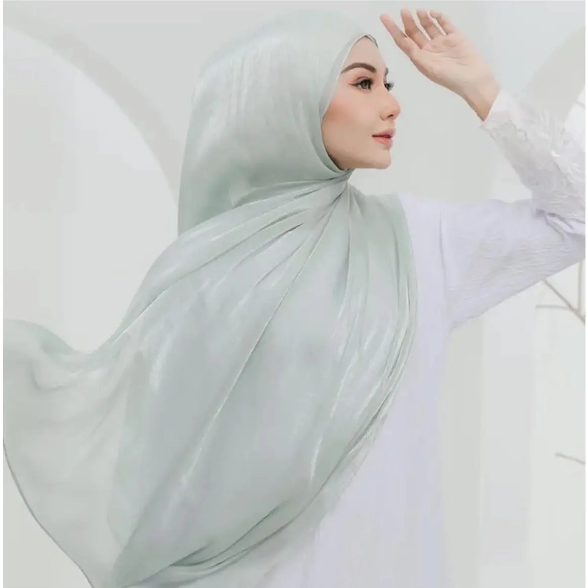 Shiny Satin Scarf Shimmer Hijab for Women Thin Silk Scarf Malay Scarf Head scarves