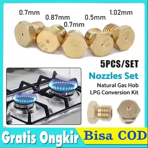 5pcs Nozzle Kuningan untuk Kompor Gas LPG - Set Konversi Jet Burner Pengganti Spuyer Semawar ISTIMEWA dengan Presisi Tinggi, Cocok untuk Sabaf S20/S28/S31
