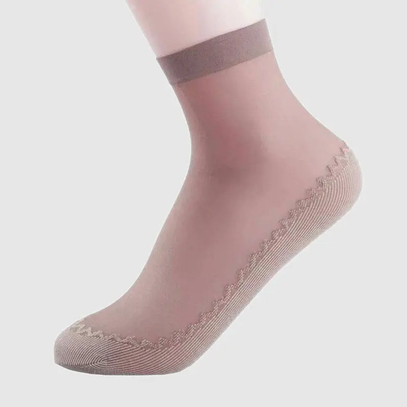 Spring Summer Women Stockings Socks Casual Non-Slip Bottom Splice Fashion Transparent Ladies Girls