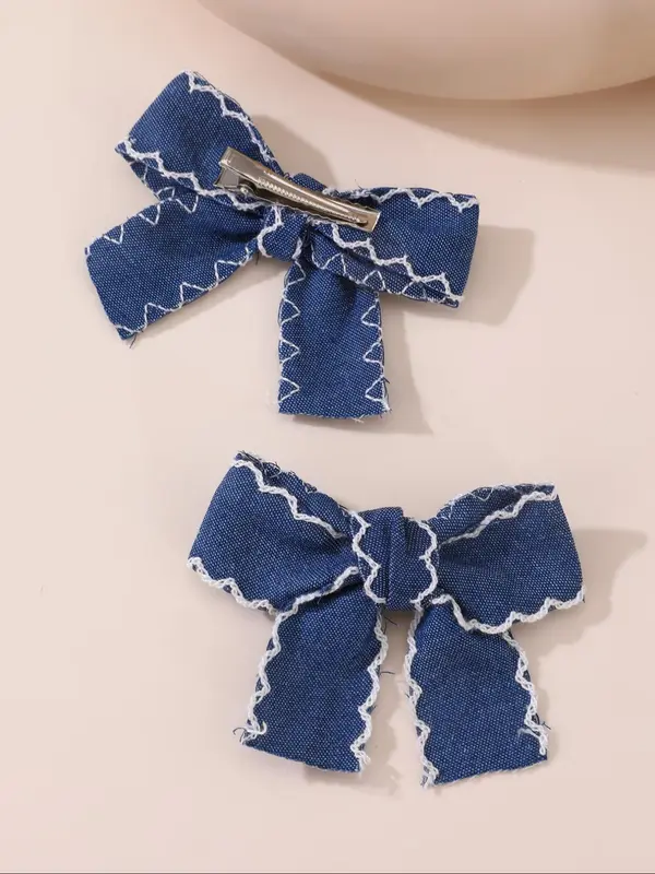 Cute Star Pattern Hair Bows, Denim Hair Bows, Fashionable Hair Accessories for Girls, Minimalist Headwear Suitable for Thick Hair 6