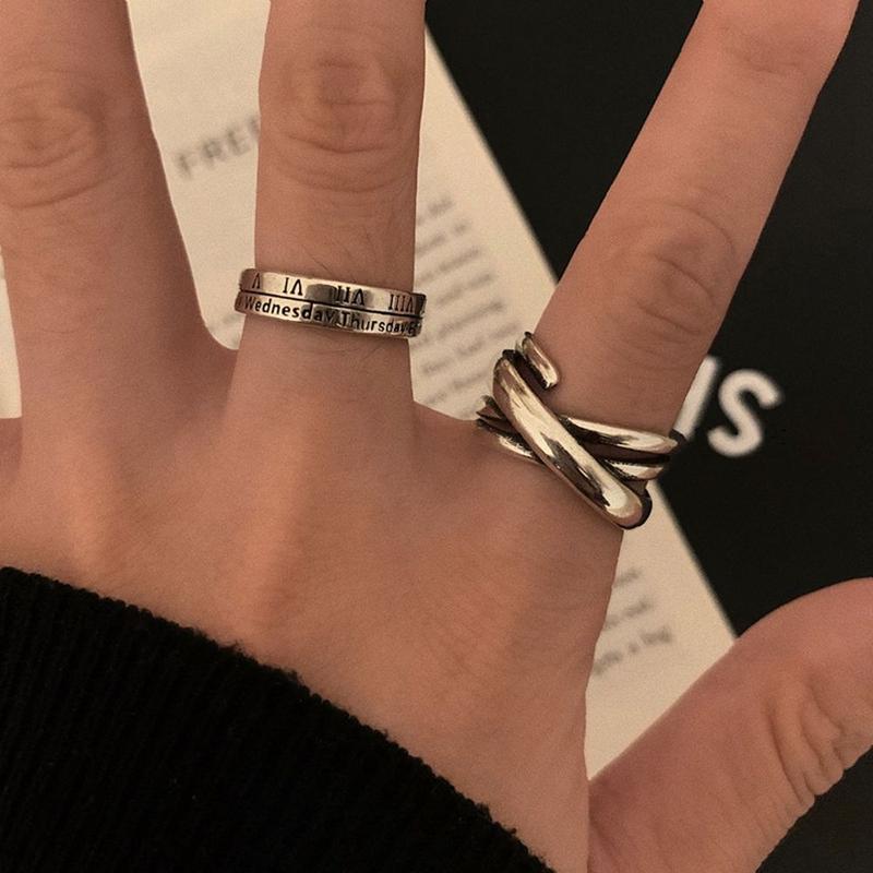 Product Introduction of Simple Personality Cool Twist Hip-hop Letter Punk Style Width Korean Style Ring Opening Adjustable Ring Female Finger Ring Couple Ring 13