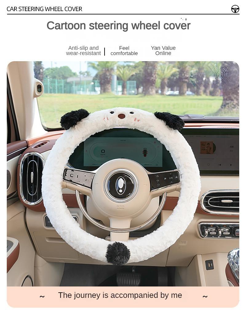 Product Introduction of Car Steering Wheel Cover Winter Cute Cartoon Car Warm Non-slip Handle Cover Creative Steering Wheel Cover All-season Car Accessories 0