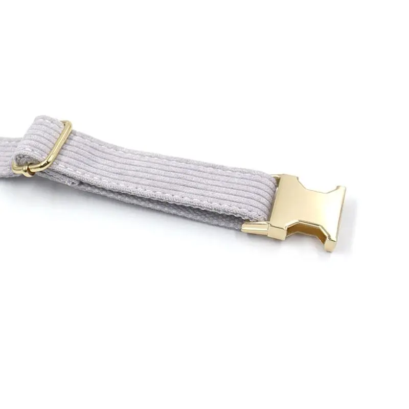 Handsome British Style Corduroy Pet Collar, Zinc Alloy Buckle Adjustable Pet Collar, Comfortable and Breathable, Pet Supplies for Small and Medium-sized Dogs 4