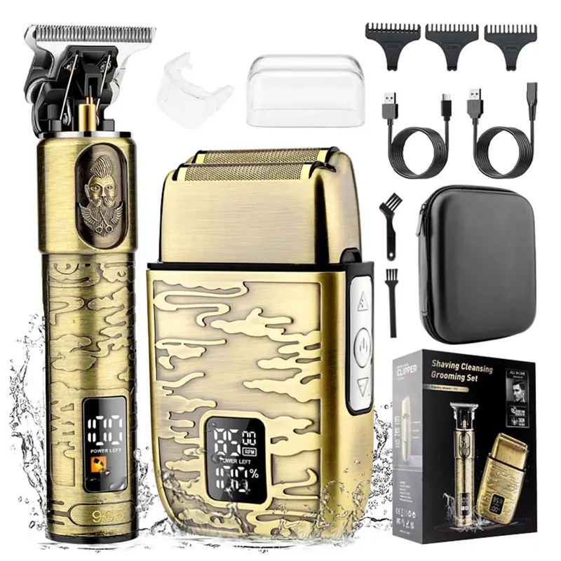 Hair Clipper and Shaver Set, Multifunctional Portable Rechargeable Hair Clipper Set with Display for Men, Hair Clipper Trimmer Neon Clipper, Stocking Fillers Gift 0