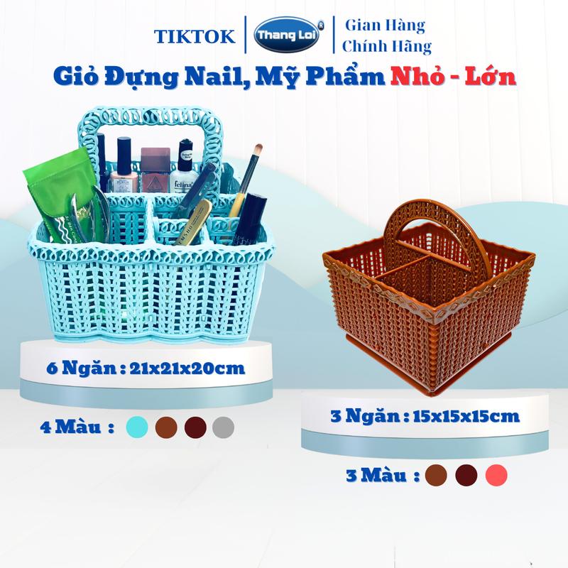 Giỏ đựng nail đựng mỹ phẩm giỏ chia ngăn có quai xách tiện lợi Nhựa Thắng Lợi Rổ rổ  đựng