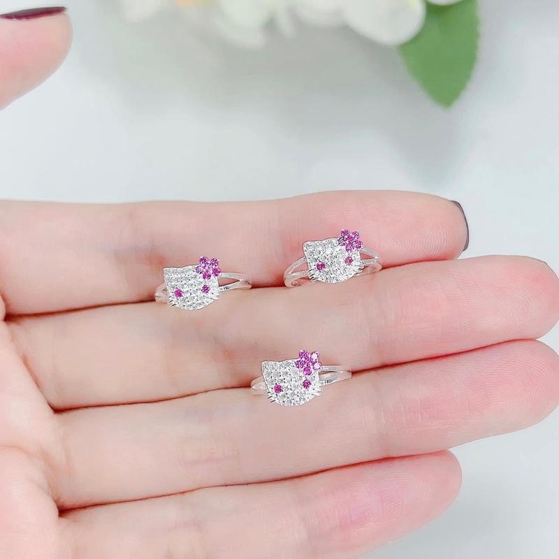  Nhẫn mèo kitty cho bé Bạc LoPa Sk69,nhẫn mèo xinh cho bé đính đá lấp lánh  số lượng 1 chiếc  