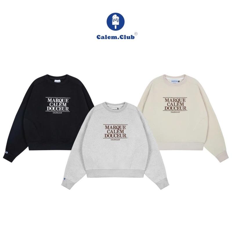Calem Club - Áo nỉ Sweater chữ Thêu MARQUE CALEM DOUCEUR chất nỉ bông form boxy unisex nam nữ Menswear  áo thu đông nữ