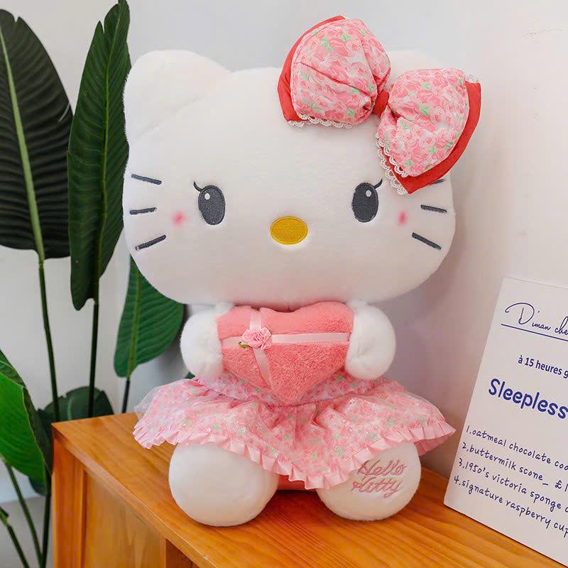 Gấu bông Hello kitty ôm trái tim, Hello Kitty nhồi bông đáng yêu cho bé gái Thú Nhồi Bông Thú Bông Toy Đồ Chơi Phát Nhạc