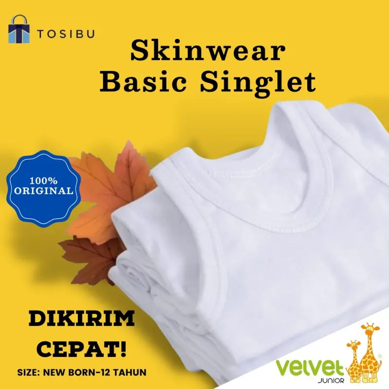 Velvet Junior SINGLET BAYI Size NEWBORN Kaos Dalam Bayi Anak SNI 0