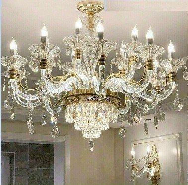 [HÀNG LOẠI TAY TO PHA LÊ PHÁT SÁNG] Đèn Chùm 15 Tay  Chao Pha Lê  Đúc, Tay Đúc Đường Kính 95cm Trang Trí Phòng Khách, Nhà Hàng, Quán CaFe, Karaoke[ BẢO HÀNH 10 NĂM]