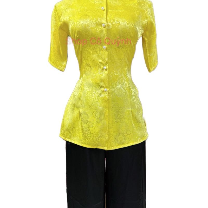  SET BỘ BÀ BA TAY NGẮN GẤM HOA CÚC TRÒN 