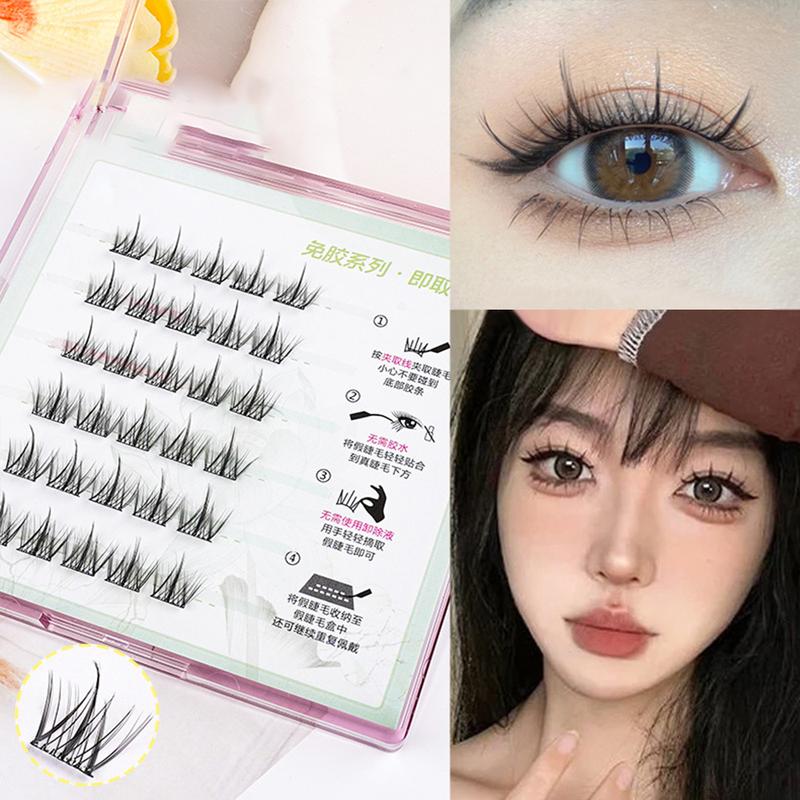 Lông Mi Cụm, Tự Dính, Dễ Dàng Kích Hoạt, Trông Tự Nhiên, Không Cần Keo, Lông Mi Cá Nhân, Màu Đen, Thủ Công, Phân Đoạn, Làm Đẹp Phụ Nữ 1